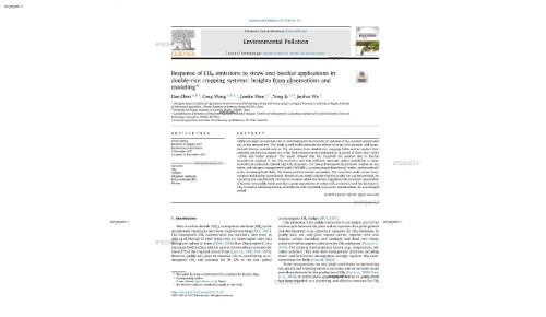 Response of CH4 emissions to straw and biochar applications in double-rice cropping systems: Insights from observations and modeling*